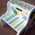 Polka Dot Stripe Themed Stepstools from Painted Jewels ... click to enlarge