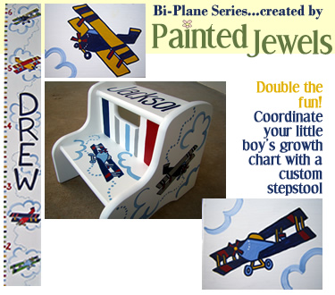 coordinate your little boy's growth chart with a custom stepstool...from Painted Jewels!
